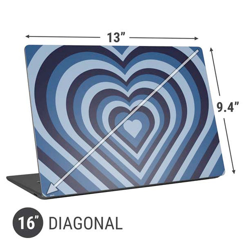 Blue Heart Pattern Universal Laptop 16in (13 x 9.4in) Skin